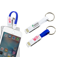 Keychain 3-in-1 Cell Phone Charging Cable with Type C Adapter